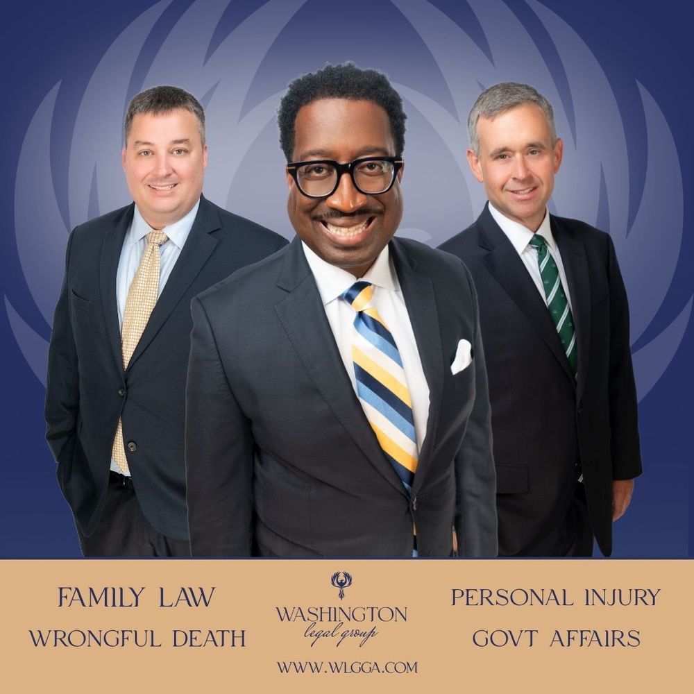 Washington Legal Group firm advertisement with three attorneys